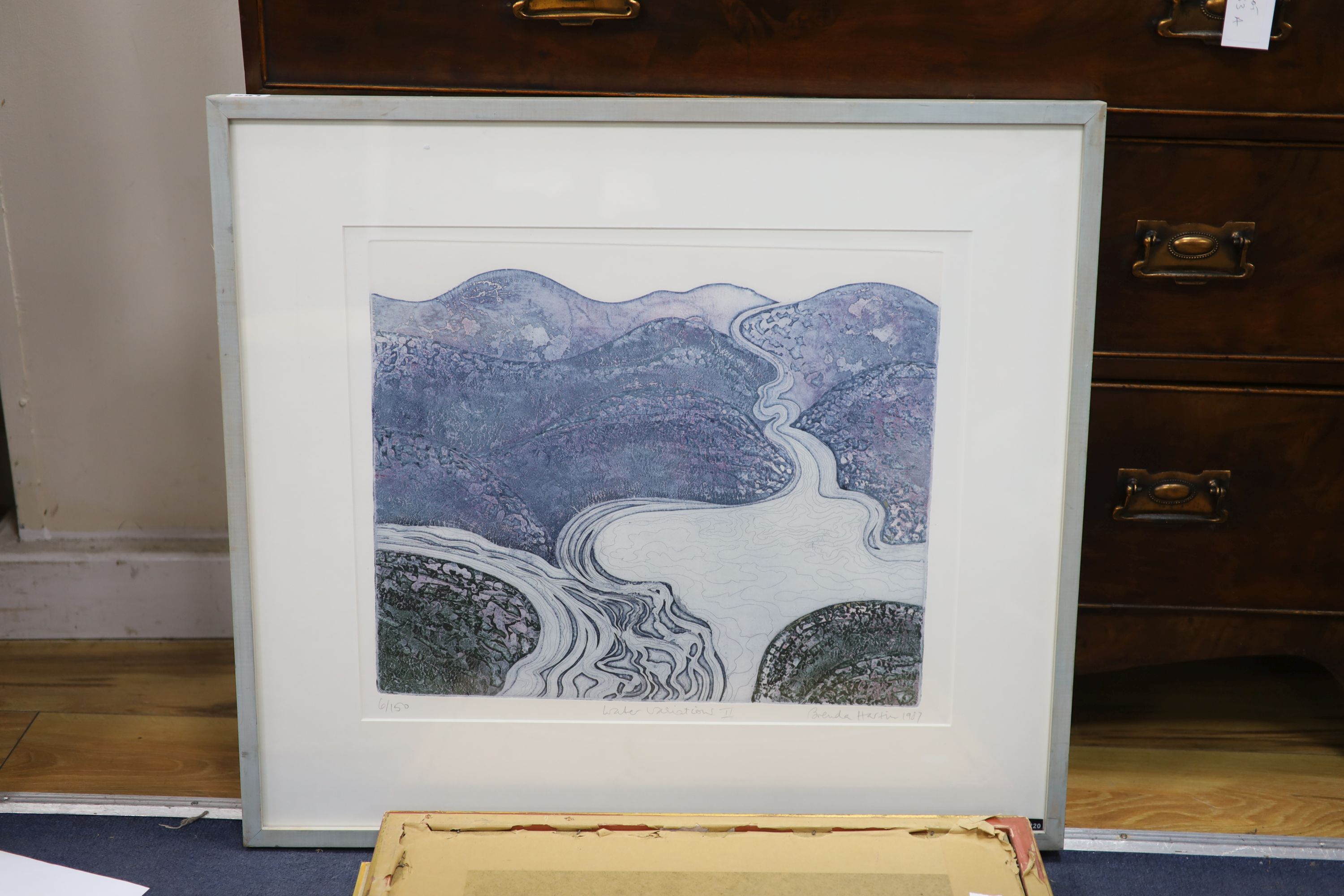 Brenda Harthill, etching, 'Water Variations II', signed in pencil, 6/150, 38 x 45cm